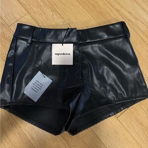 Superdown Glossy Black High Waist Shorts